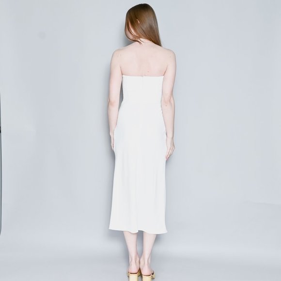 AMANDA UPRICHARD Ivory Mandy Strapless Midi Dress - Picture 5 of 7
